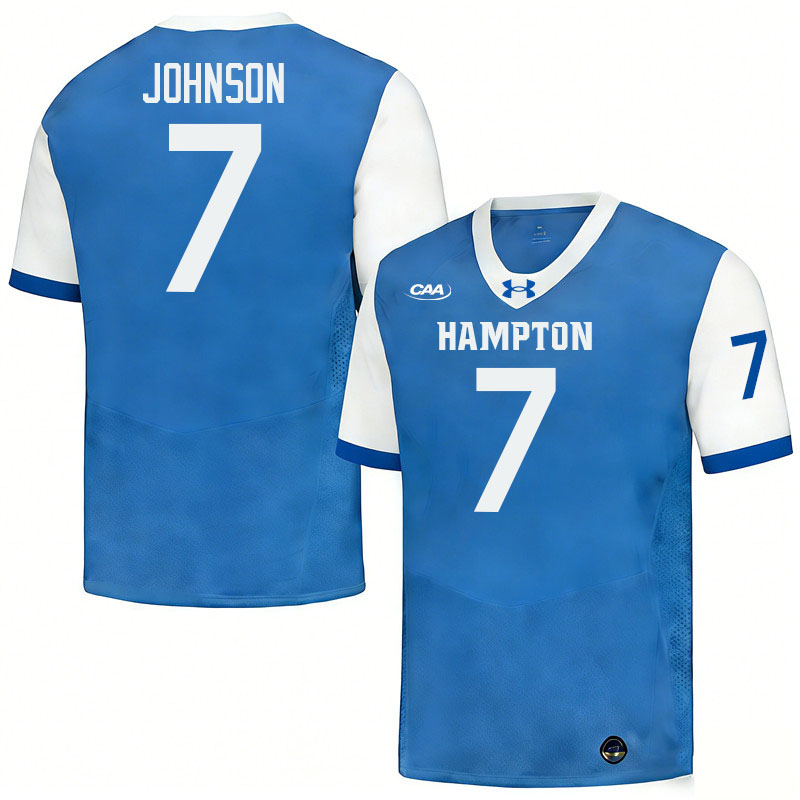 Hampton Pirates #7 Tae'Shaun Johnson College Football Jerseys,Uniforms-Blue
